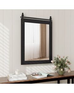 Wall Mounted Mirror with Solid Wood Frame and Metal Bracket