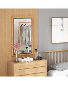 Wall Mounted Mirror with Wood Rectangular Frame Back Board