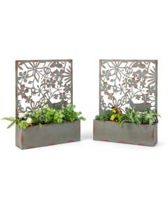 Set of 2 Wall-Mounted Freestanding Raised Garden Bed with Trellis