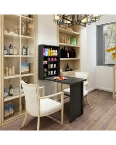 Wall Mounted Table with Adjustable Storage Shelves for Home Office