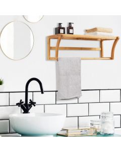 Wall Mounted Towel Rack 2 Tiers Display Shelf Bathroom Organiser