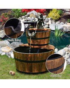 Wooden Water Pump Fountain with Water Speed Adjustment for Garden