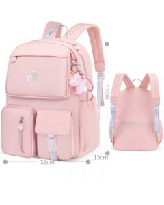 Water Resistant Children School Bags for Girls Primary School Backpack Schoolbag for Kids - Pink
