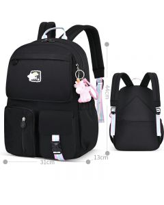 Water Resistant School Bags for Girls Primary School Backpack Schoolbag for Kids - Size L Black