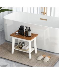 2-Tier Waterproof HDPE Shower Bench with Storage Shelf