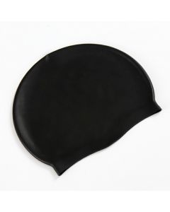 Unisex Swimming Pool Cap Waterproof Silicone Swim Hat with Ears Cover - Black