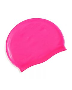Unisex Swimming Pool Cap Waterproof Silicone Swim Hat with Ears Cover - Rose Red
