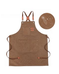 Waxed Canvas Apron for Woodworking Chef Workshop Unisex - Brown