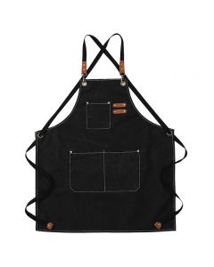 Waxed Canvas Apron for Woodworking Chef Workshop Unisex - Black