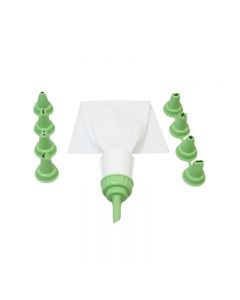 1 White Icing Bag With 9 Icing Nozzle Moulds - Random Colours