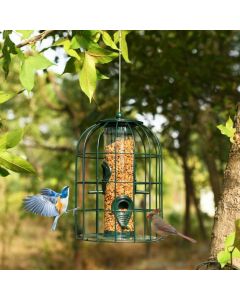 Wild Bird Feeder with Metal Cage and Stainless Steel Wire