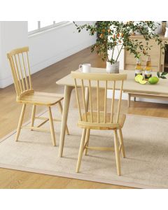 Set of 2 Windsor Style Armless Dining Chairs with Ergonomic Spindle Backs