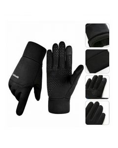 Winter Warm Windproof Fleece Lined Thermal Touch Screen Gloves for Outdoor Sport - Black M