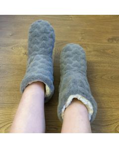 Cute Winter Slippers Couple Floor Socks Non-Slip Velvet Indoor High-Tube Shoes - Grey UK Size 8-9.5