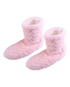 Cute Winter Slippers Couple Floor Socks Non-Slip Velvet Indoor High-Tube Shoes - Pink UK Size 8-9.5