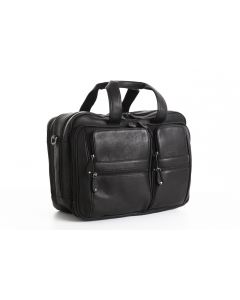 Woodland Leather Black Landscape Laptop Bag, 16.0" Multi Pockets.