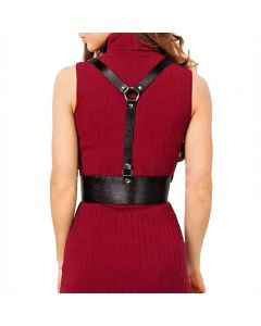 Punk Harajuku Style Waist Belt Adjustable Faux PU Leather Straps for Women Fashion Accessories - Black