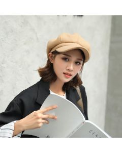 Ladies Winter Classic Beret Newsboy Style Solid Color Adjustable Cap for Women and Girls - Camel