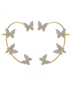 Women Earrings Ear Cuff Fine Sweet Butterfly Snowflake Ear Bone Clip - Gold