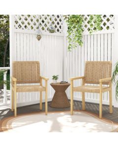Wood Chair Set of 2 with Paper Rope Woven Seat