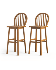 Wood Counter Height Chair Set of 2 with mid-back for Bar Kitchen