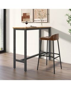 Wooden Bar Stool with Chic Low Back and Metal Legs