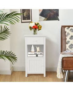 Wooden Bathroom Storage Cabinet with Drawer Open Shelf and Single Door
