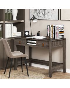 Wooden Computer Desk with Drawers Cubby and Anti-toppling Device
