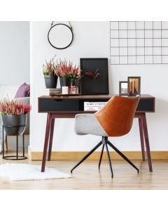 Wooden Computer Desk with 2 Drawers and Open Shelf for Home Office Work Study