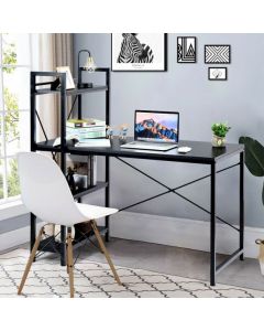 Wooden Computer Desk Writing Table with 4-Tier Reversible Bookshelf