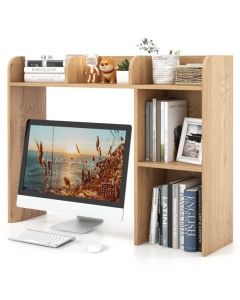 Wooden Desk Bookshelf with 4 Shelves and Open Back Compartment