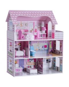 Wooden Dolls House Playset with Furniture and Accessories