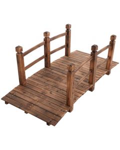 Wooden Garden Bridge with Safety Railings for Yard Patio