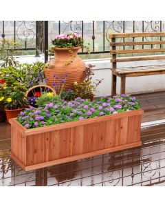 Rectangular Wooden Garden Planter Box with Drain Holes
