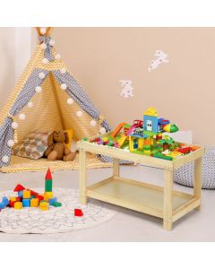 Wooden Kids Activity Table with Storage Shelf and Removable Tabletop