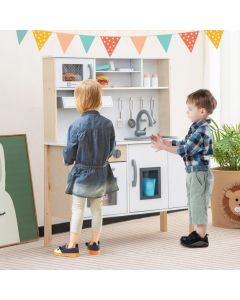 Wooden Kids Play Kitchen Set with Microwave Stoves Oven