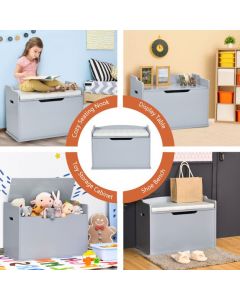 Wooden Kids Toy Box and Bench with Cushion and Handles