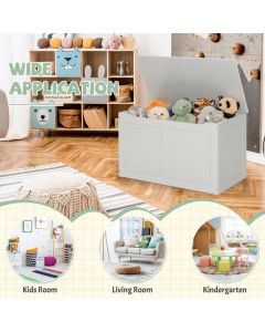 Wooden Kids Toy Storage Box with Flip-Top Lid for Playroom Bedroom