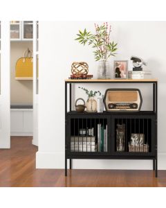 Freestanding Wooden Kitchen Sideboard with 2 Doors and Open Shelf