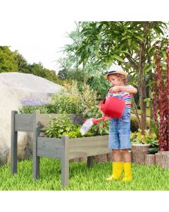 2 Tier Fir Wooden Raised Garden Bed with Drain Holes