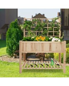 Wooden Raised Garden Bed with Trellis for Climbing Plant