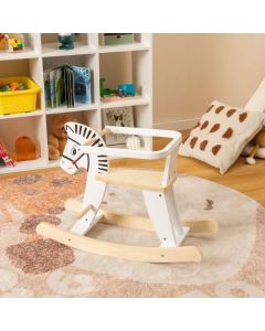 Wooden Rocking Horse with Detachable Fences and Backrest