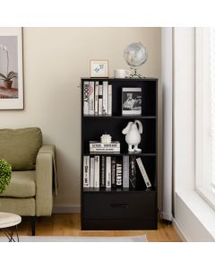 Wooden Storage Bookshelf Cabinet with 3-Tier Open Shelves and Drawer
