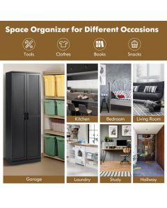 Wooden Storage Cabinet with 2 Doors and Adjustable Shelves