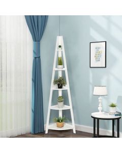5-Tier Freestanding Wooden Storage Corner Shelf for Home Office