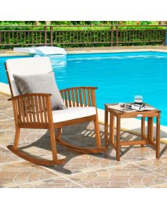 Wooden Wood Rocking Chair with Table for Patio