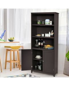 Wooden Tall Bookcase with 3-Tier Storage Cabinet