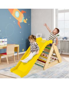 4-in-1 Wooden Triangle Climbing Set with Ramp Sliding Board