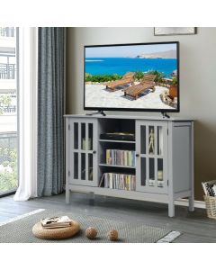 Wooden TV Stand Cabinet with Doors and Storage Shelves