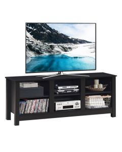 Wooden TV Stand with Adjustable Shelves and Cable Manage Holes